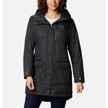 Columbia Ženske Jakne - Mountain City Long Crne | UKFY-41082